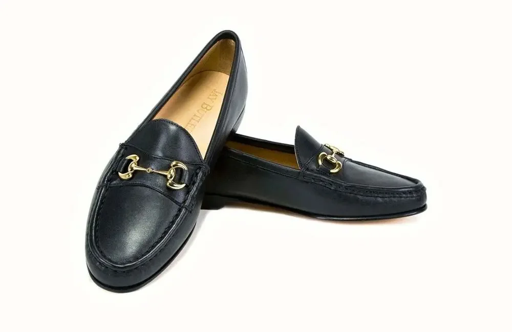Jay Butler Millbank Bit Loafer - Black Full Grain Leather with Gold Bit 11.5